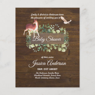 Prospectus 11,4 Cm X 14,2 Cm Bois Flore et faune BABY SHOWERS Invitations