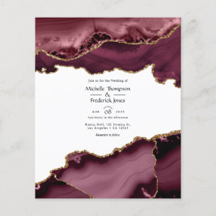 Prospectus 11,4 Cm X 14,2 Cm Bourgogne et Faire-part de mariage Gold Agate