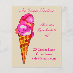 Prospectus 11,4 Cm X 14,2 Cm Boutique de crème glacée Publicité du salon de crè