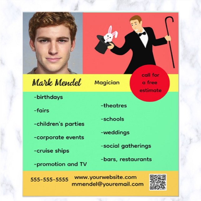 Prospectus 11,4 Cm X 14,2 Cm Brochure Magicien modifiable (What a great way to advertise your magician's business!)