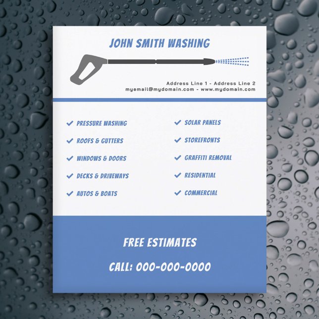 Prospectus 11,4 Cm X 14,2 Cm Brochure sous pression et prospectus de nettoyage (Pressure Washing Flyer)