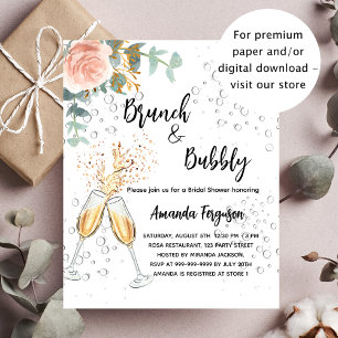 Prospectus 11,4 Cm X 14,2 Cm Brunch Bubbly Fête des mariées rose invitation bud