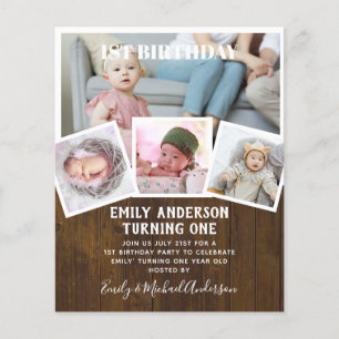 Prospectus 11,4 Cm X 14,2 Cm BUDGET 1er anniversaire PHOTO Invitation ou MERCI