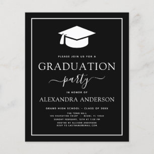 Prospectus 11,4 Cm X 14,2 Cm Budget 2022 Graduation Party Black Invitation Flye
