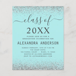 Prospectus 11,4 Cm X 14,2 Cm Budget 2023 Graduation Turquoise Aqua Blue Silver
