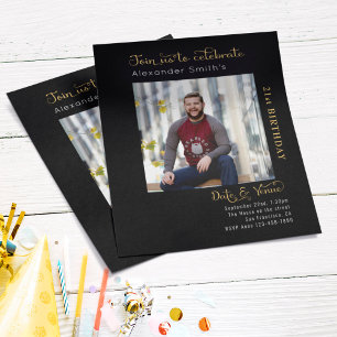 Prospectus 11,4 Cm X 14,2 Cm Budget 21e anniversaire Invitation noire