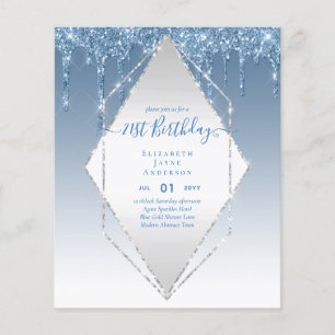 Prospectus 11,4 Cm X 14,2 Cm BUDGET 21st Birthday Dripping Glitter Glamor Invit