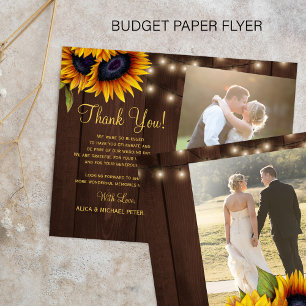 Prospectus 11,4 Cm X 14,2 Cm Budget 2 photos rustique mariage carte de remercie