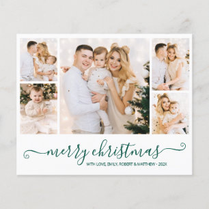 Prospectus 11,4 Cm X 14,2 Cm Budget 5 Photo Green Christmas Holiday Flyer