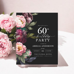 Prospectus 11,4 Cm X 14,2 Cm Budget 60e anniversaire Moody Floral Invitation