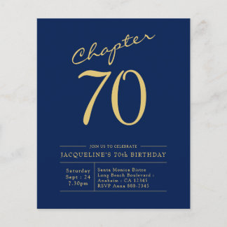 Prospectus 11,4 Cm X 14,2 Cm Budget 70e anniversaire Invitation Marine Bleu