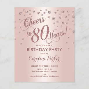 Prospectus 11,4 Cm X 14,2 Cm Budget 80e fête d'anniversaire - Invitation d'or R