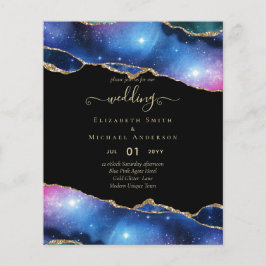 Prospectus 11,4 Cm X 14,2 Cm BUDGET AGATE Blue Purple Rose Gold Wedding INVITE