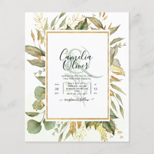 Prospectus 11,4 Cm X 14,2 Cm BUDGET All-in-1 Verdure Feuille or Mariage