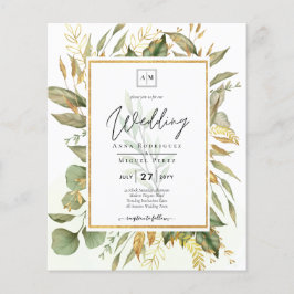 Prospectus 11,4 Cm X 14,2 Cm BUDGET All-in-1 Verdure Feuille or Mariage