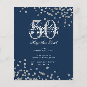 Prospectus 11,4 Cm X 14,2 Cm Budget Anniversaire Argent Parties scintillant Con