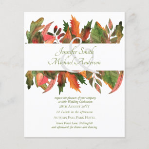 Prospectus 11,4 Cm X 14,2 Cm BUDGET Automne Feuilles d'automne Mariage Invite