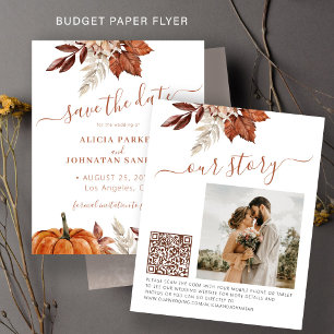 Prospectus 11,4 Cm X 14,2 Cm Budget automne mariage photo QR carte de sauvegard