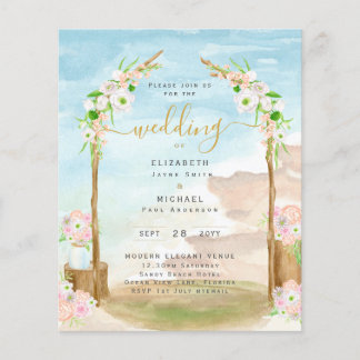 Prospectus 11,4 Cm X 14,2 Cm BUDGET Beach Faire-part de mariage côtier