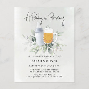Prospectus 11,4 Cm X 14,2 Cm Budget Bébé Brasserie verdure Baby shower garçon