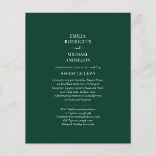 Prospectus 11,4 Cm X 14,2 Cm BUDGET Bilingue Mariage double face Boda Green