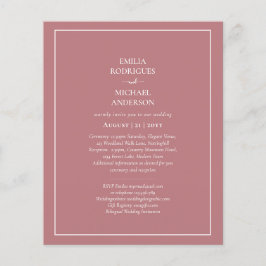 Prospectus 11,4 Cm X 14,2 Cm BUDGET BILINGUE MARIAGE double face Dusty Rose