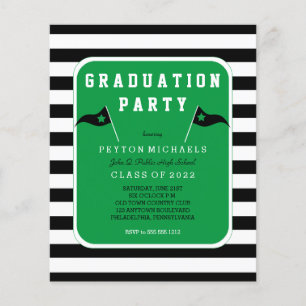 Prospectus 11,4 Cm X 14,2 Cm Budget Black Drapeau vert rayé pour fête de fin