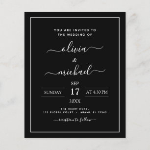 Prospectus 11,4 Cm X 14,2 Cm Budget Black White Mariage Moderne Typographie Cir