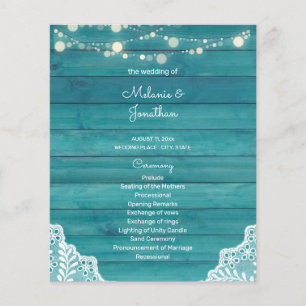 Prospectus 11,4 Cm X 14,2 Cm Budget Bleu Bois, Lumières, Cérémonie Mariage dent