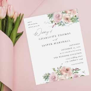 Prospectus 11,4 Cm X 14,2 Cm Budget Blush Fleurs Roses et Mariage de Succulente