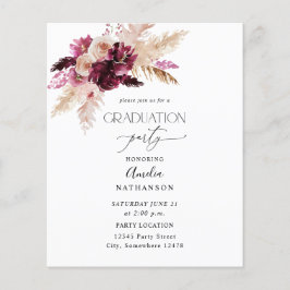 Prospectus 11,4 Cm X 14,2 Cm Budget Boho Burgundy & Pink Floral Graduation Part