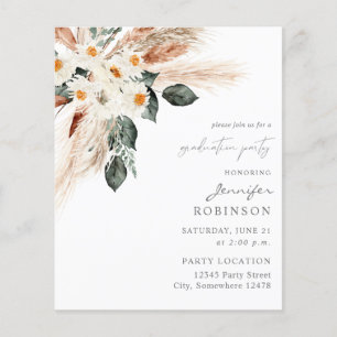 Prospectus 11,4 Cm X 14,2 Cm Budget Boho Copper Pampas Floral Graduation Party