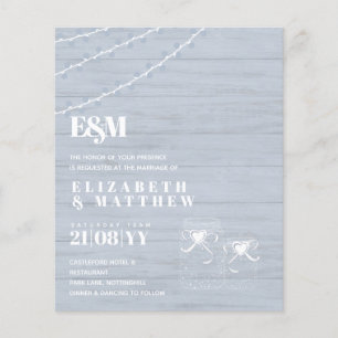 Prospectus 11,4 Cm X 14,2 Cm BUDGET BOHO Dusty Blue Driftwood MasonJars Mariage