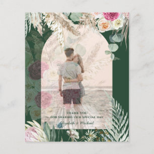 Prospectus 11,4 Cm X 14,2 Cm BUDGET BOHO Emerald Green BOHO Floral rose Mariage