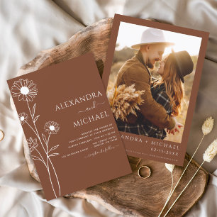 Prospectus 11,4 Cm X 14,2 Cm Budget Boho Moderne Floral Mariages Invitations
