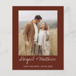 Prospectus 11,4 Cm X 14,2 Cm Budget Boho Photo Brown Enregistrer La Date Invita