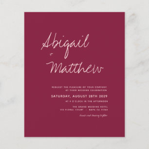 Prospectus 11,4 Cm X 14,2 Cm Budget Bourgogne Simple Faire-part de mariage mode