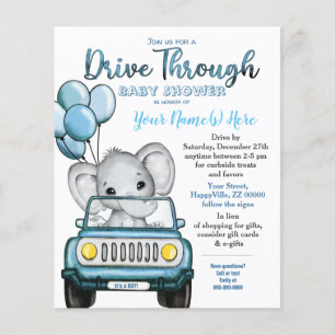 Prospectus 11,4 Cm X 14,2 Cm Budget Boy Drive Via Baby shower Elephant Car