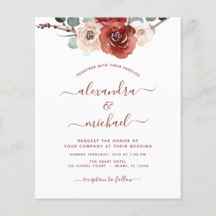 Prospectus 11,4 Cm X 14,2 Cm Budget Burgundy Photo Mariage Automne Floral