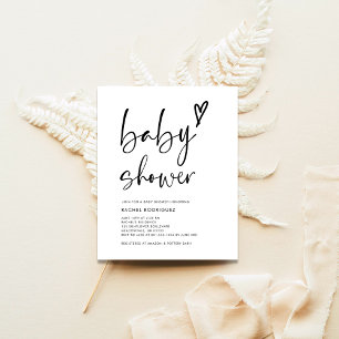 Prospectus 11,4 Cm X 14,2 Cm Budget Calligraphie Boho Baby shower Invitation