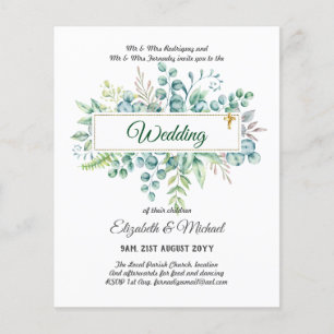 Prospectus 11,4 Cm X 14,2 Cm Budget CATHOLIQUE MARIAGE chrétien INVITATIONS ver