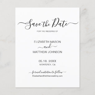 Prospectus 11,4 Cm X 14,2 Cm Budget Chic Script noir et blanc Enregistrer la da