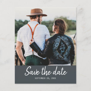 Prospectus 11,4 Cm X 14,2 Cm Budget Chic Script Save the Date Photo Flyer