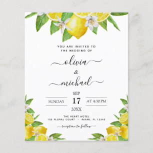 Prospectus 11,4 Cm X 14,2 Cm Budget Citron Faire-part de mariage jaune