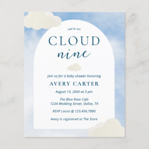 Prospectus 11,4 Cm X 14,2 Cm Budget Cloud 9 Invitations de douche pour bébé
