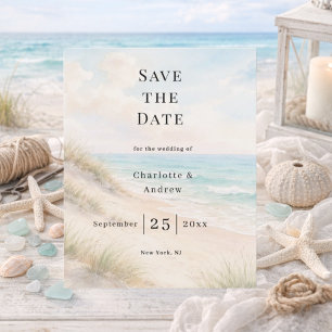 Prospectus 11,4 Cm X 14,2 Cm Budget de mariage moderne côtier plage Enregistrez