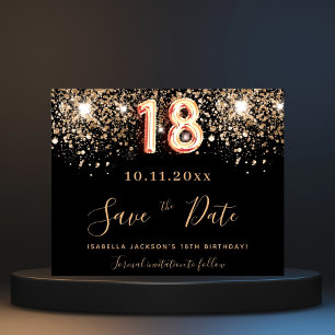 Prospectus 11,4 Cm X 14,2 Cm budget de parties scintillant noire de 18e anniver