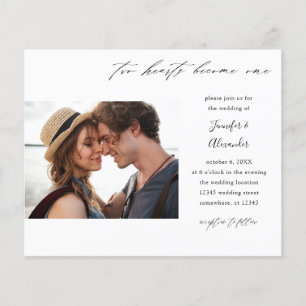 Prospectus 11,4 Cm X 14,2 Cm Budget Deux Coeurs Photo Calligraphie Mariage