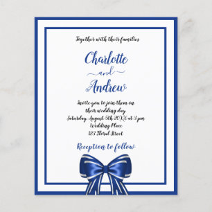 Prospectus 11,4 Cm X 14,2 Cm Budget du mariage royal bleu blanc élégant