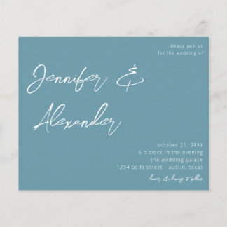 Prospectus 11,4 Cm X 14,2 Cm Budget Dusty Blue Calligraphy Mariage photo V2